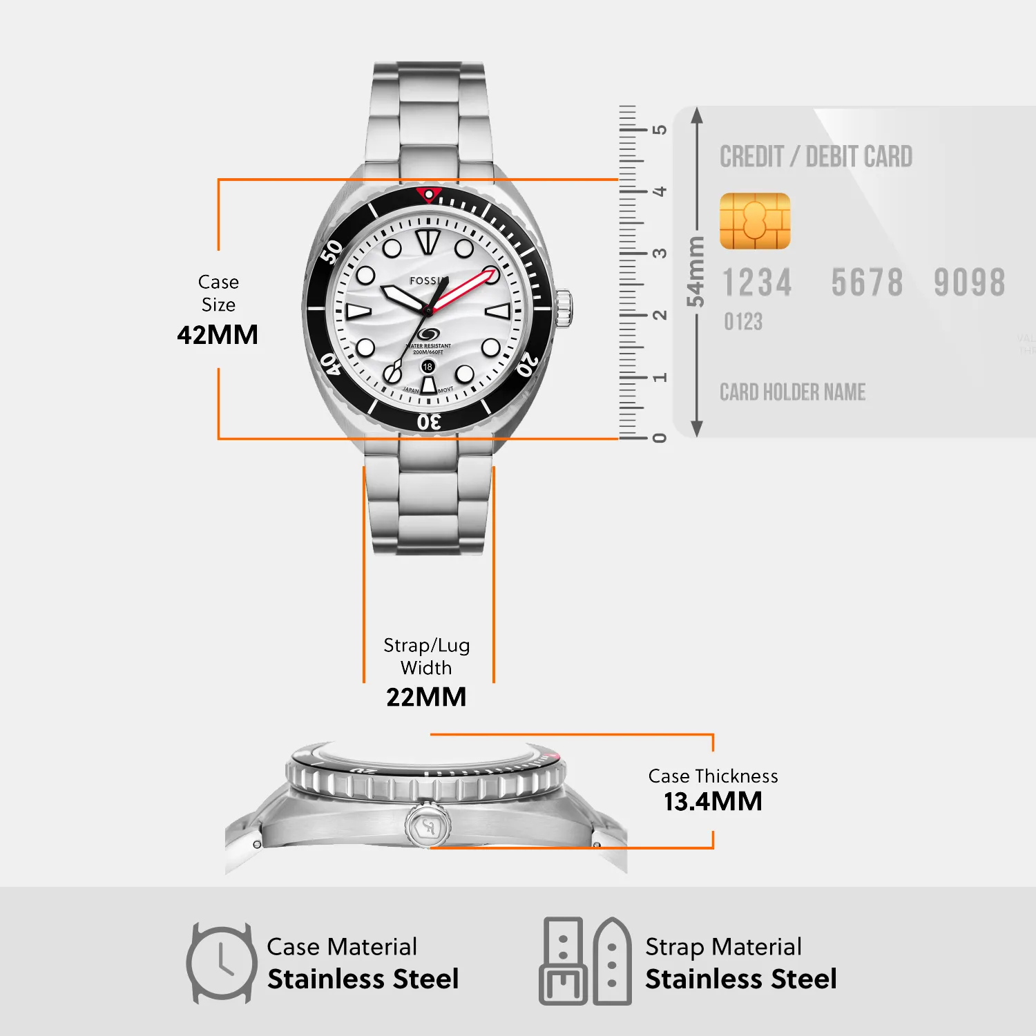 Breaker Men Quartz White Dial Analog Stainless Steel Watch FS6063
