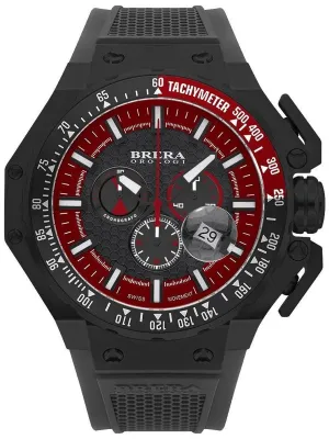 Brera Orologi GRAN TURISMO Men's Italian Black Red 54mm Watch BRGTC5407