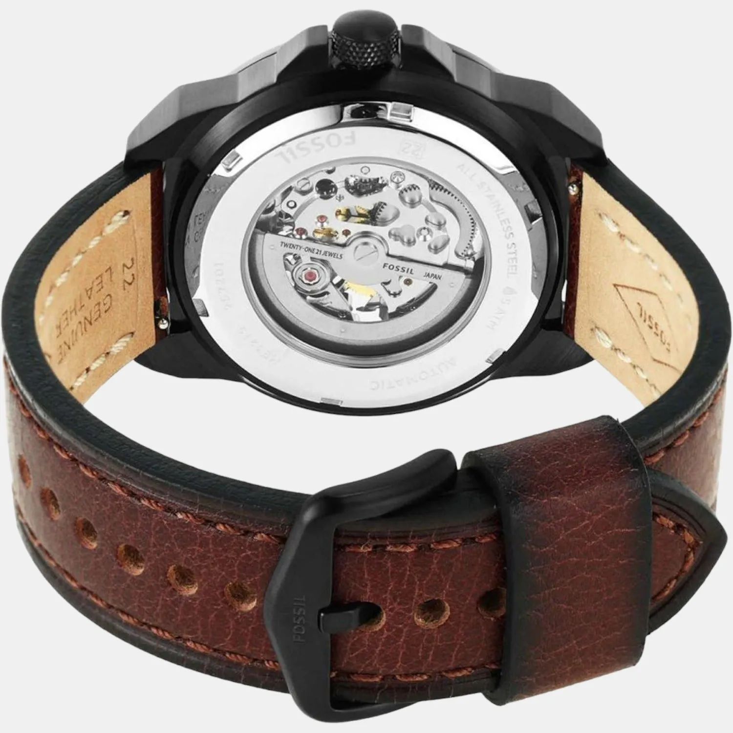 Bronson Men Automatic Black Dial Analog Leather Watch ME3219
