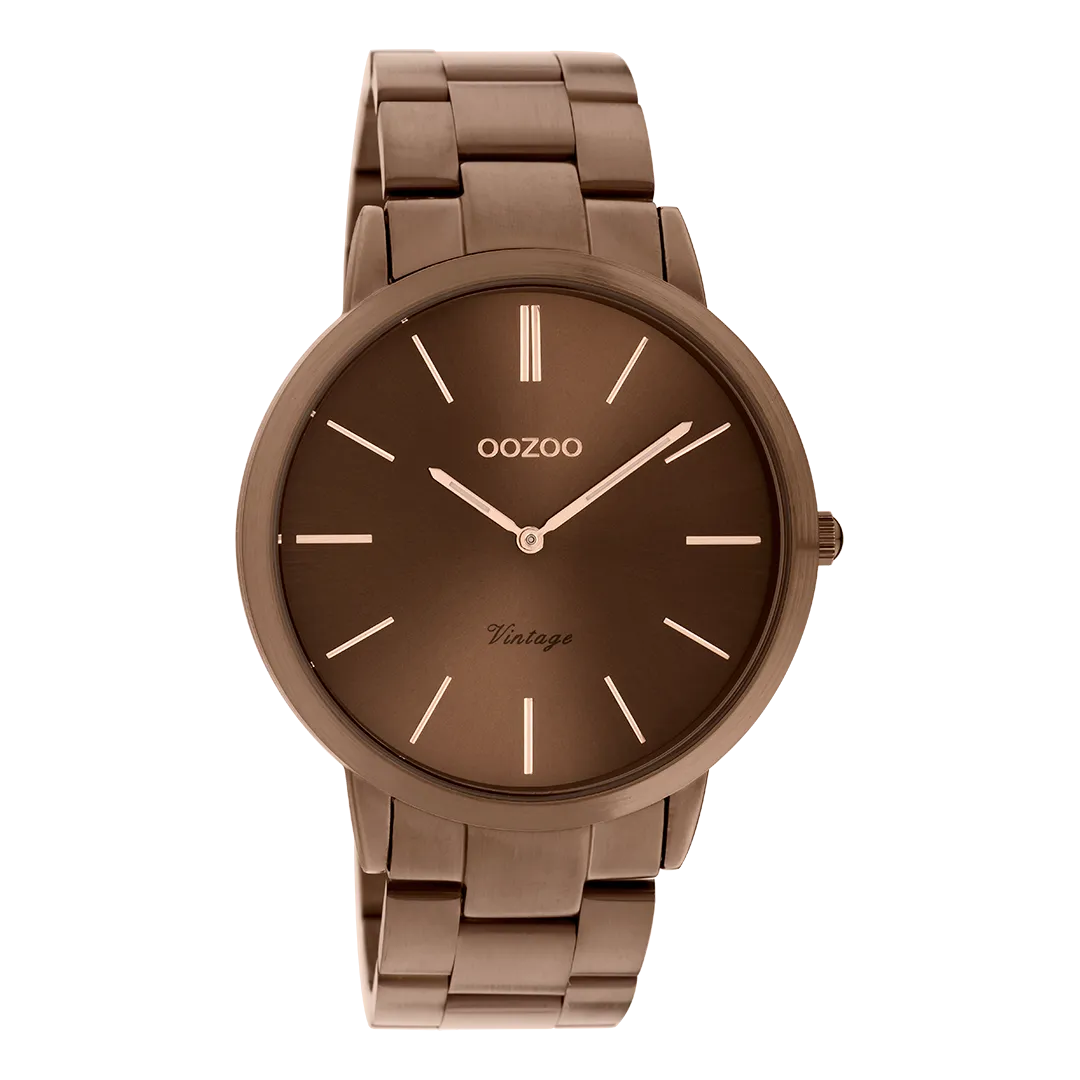 Brown OOZOO watch with brown stainless steel bracelet - C20103