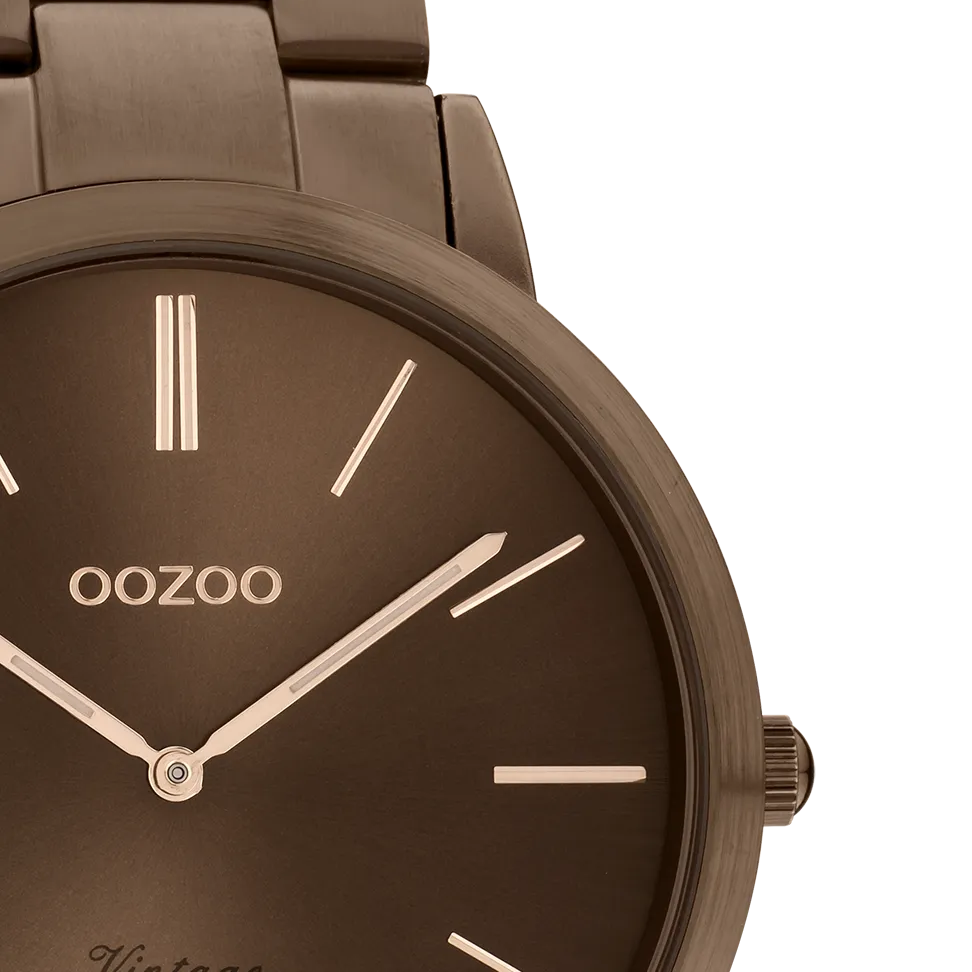 Brown OOZOO watch with brown stainless steel bracelet - C20103