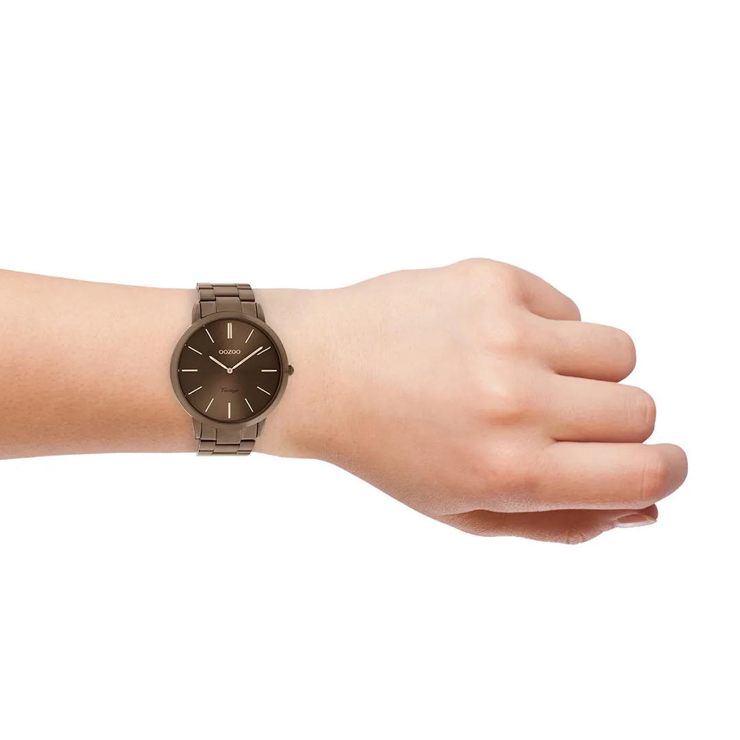 Brown OOZOO watch with brown stainless steel bracelet - C20103