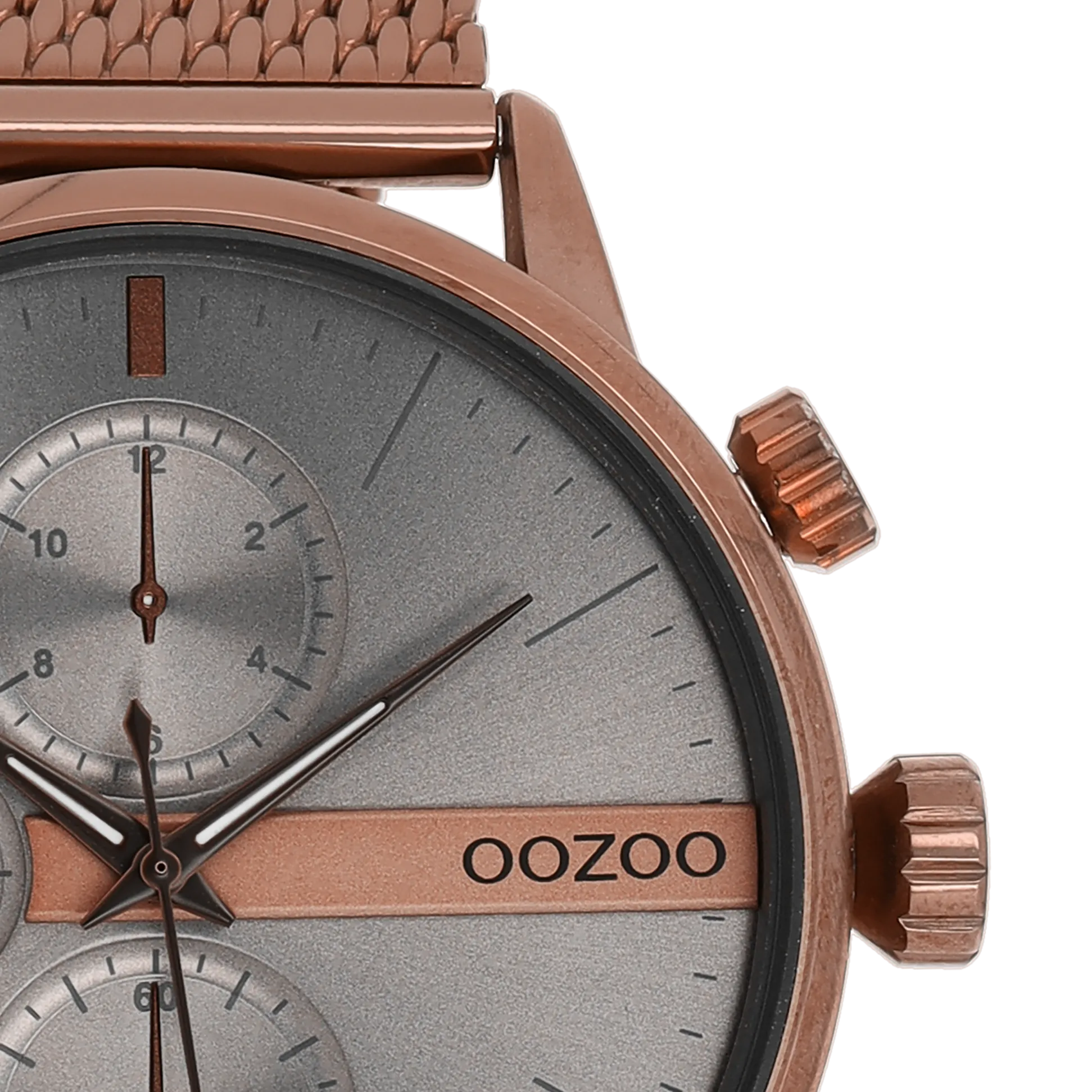 Brown OOZOO watch with metal mesh bracelet - C11103