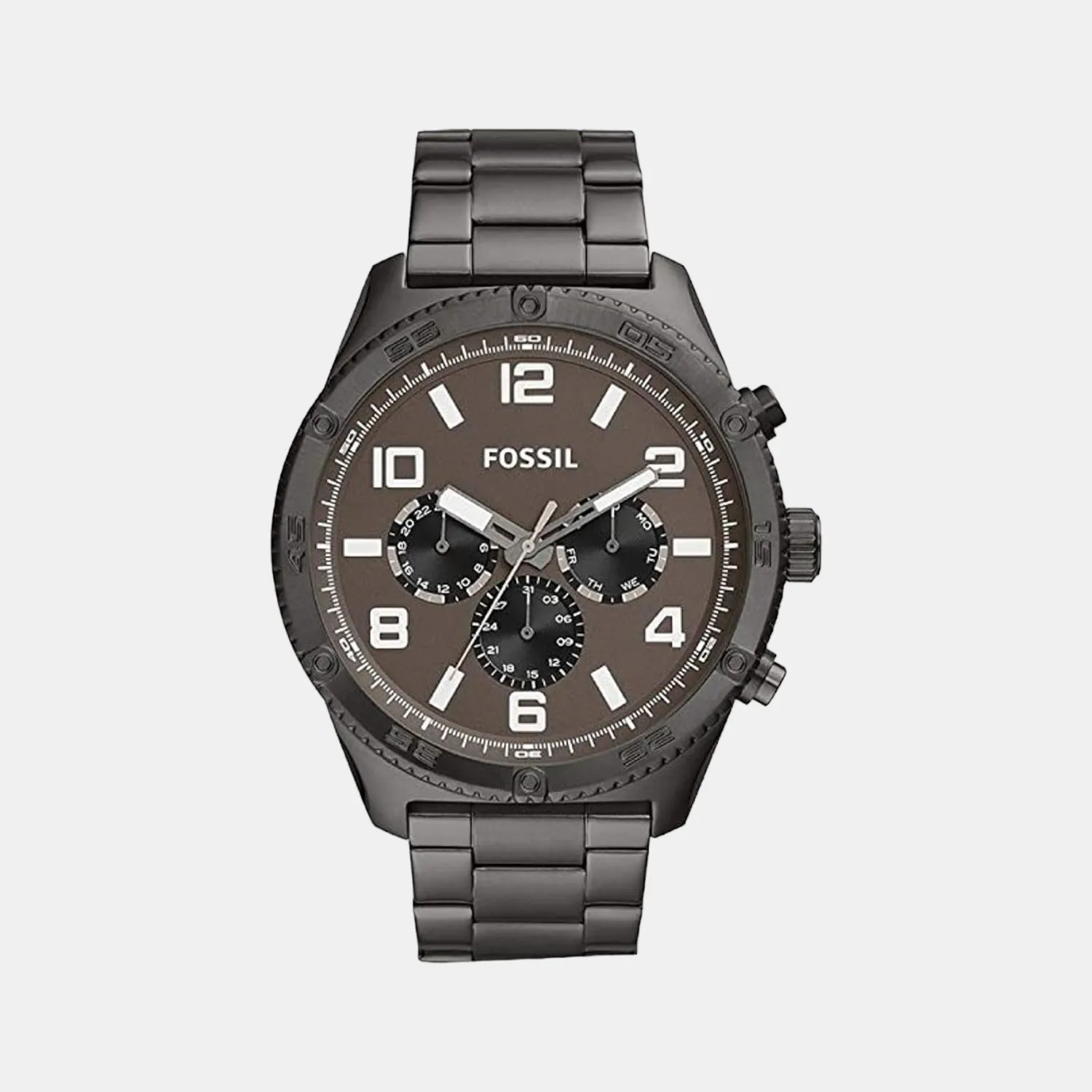 Brox Men Quartz Grey Dial Multi-Function Stainless Steel Watch BQ2533