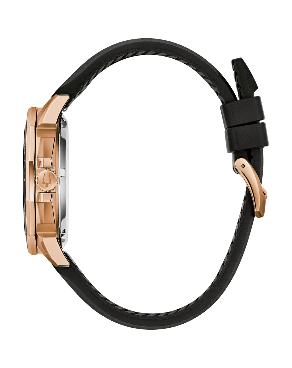 Bulova Marine Star Rose Gold Tone Precisionist Watch with Black Silicone Strap 98B421