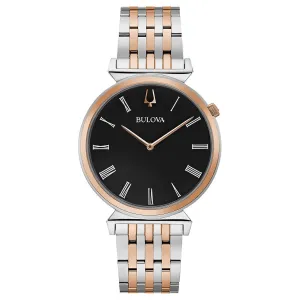 Bulova Men's Quartz Watch - Classic Regatta Black Dial Bracelet | 96A234