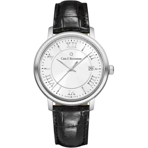 Carl Bucherer Men's Watch - Adamavi Silver Tone Dial Black Strap | 00.10314.08.15.01