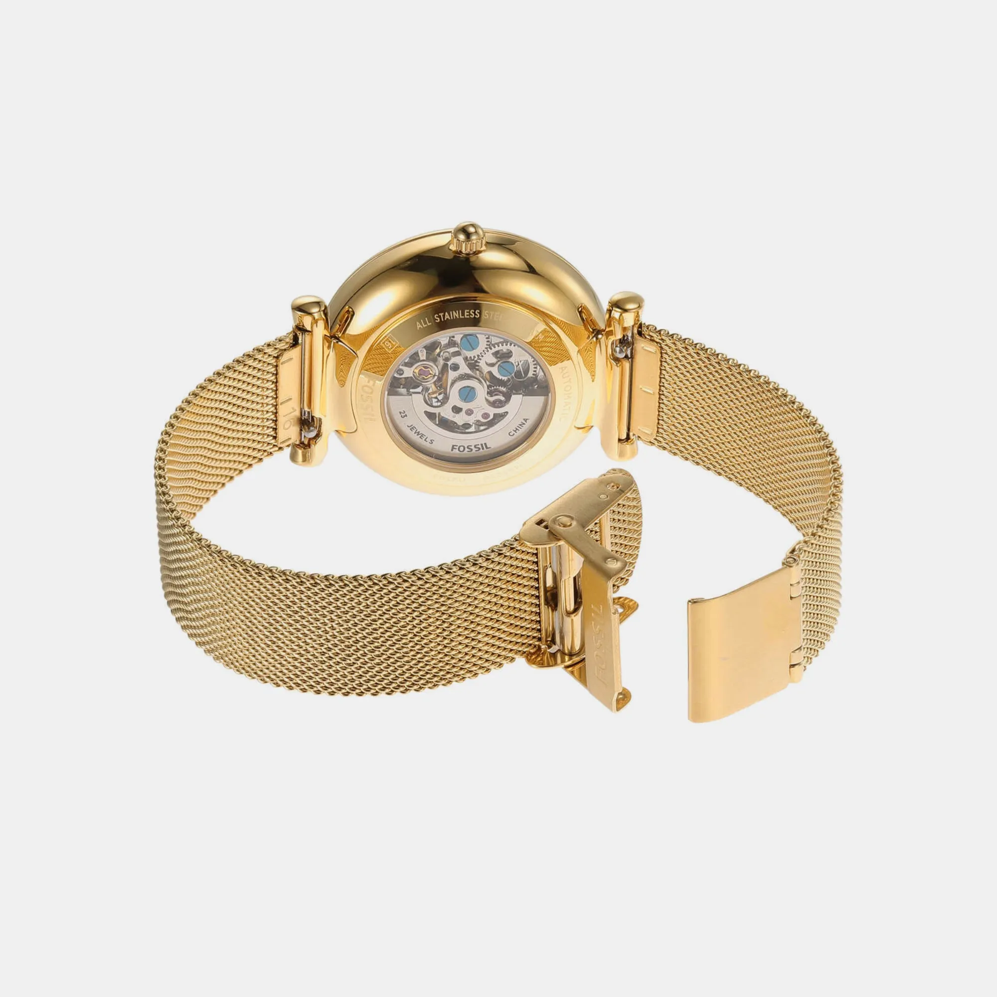 Carlie Women Automatic Gold Dial Analog Stainless Steel Watch ME3250