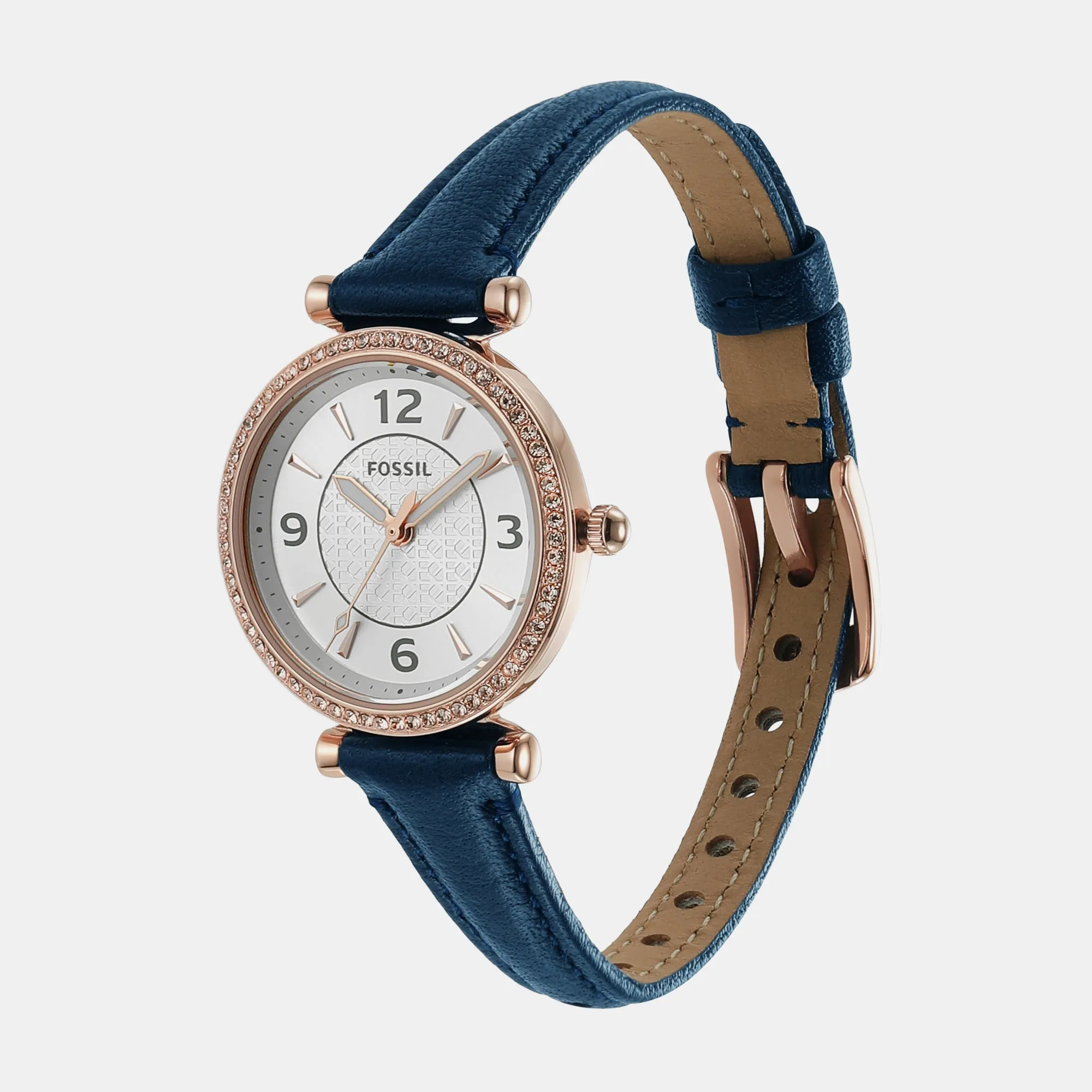 Carlie Women Quartz Silver Dial Analog Leather Watch ES5295