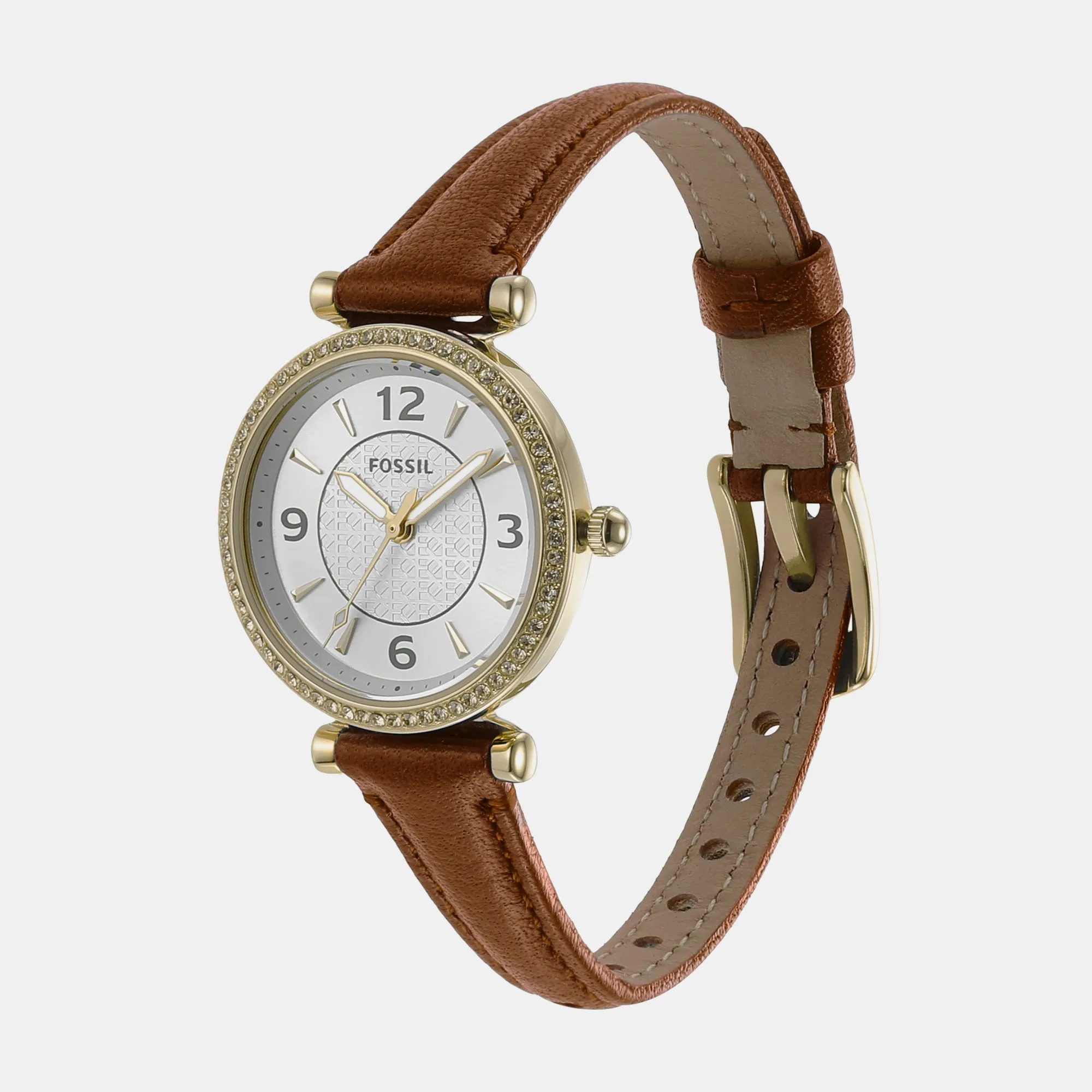 Carlie Women Quartz Silver Dial Analog Leather Watch ES5297