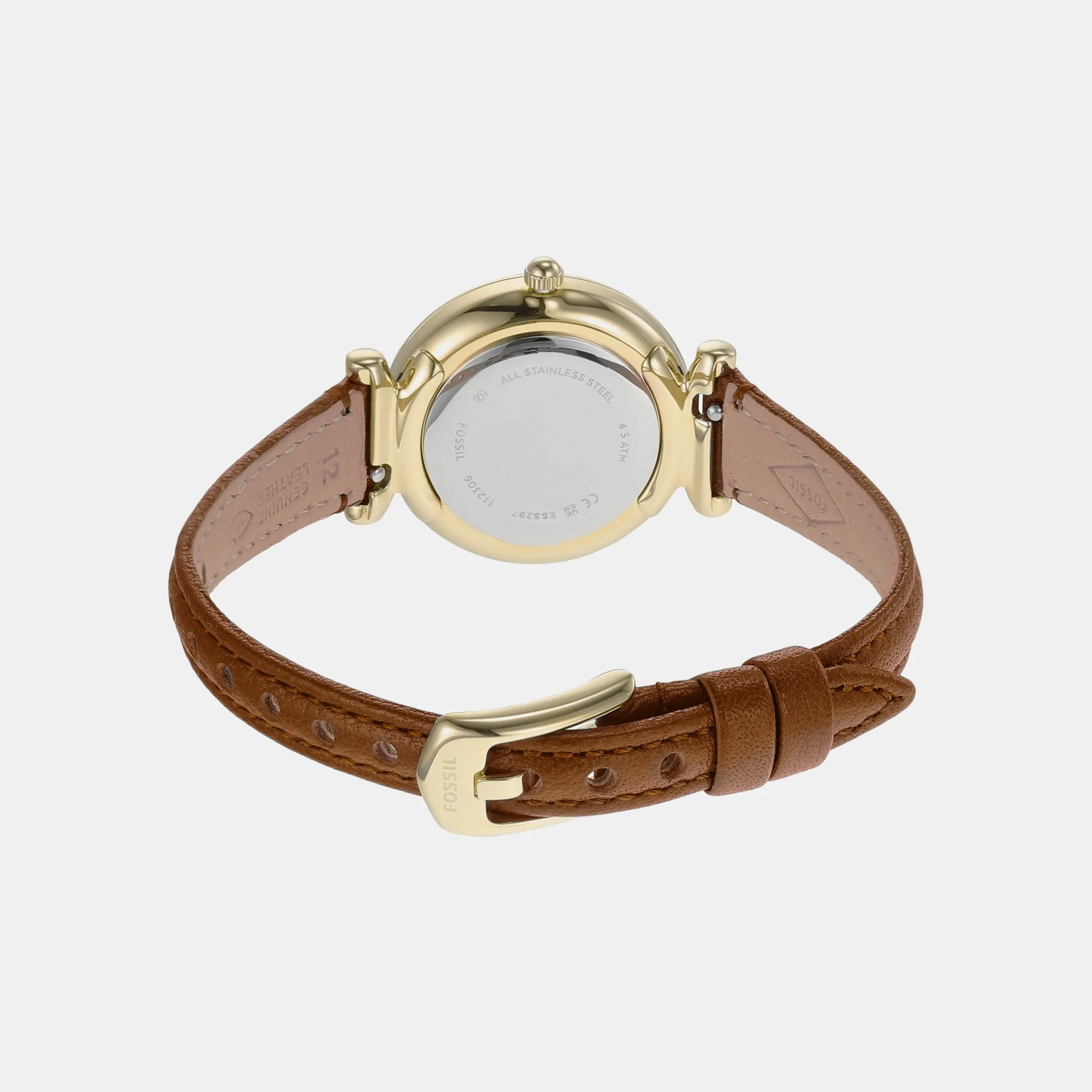 Carlie Women Quartz Silver Dial Analog Leather Watch ES5297