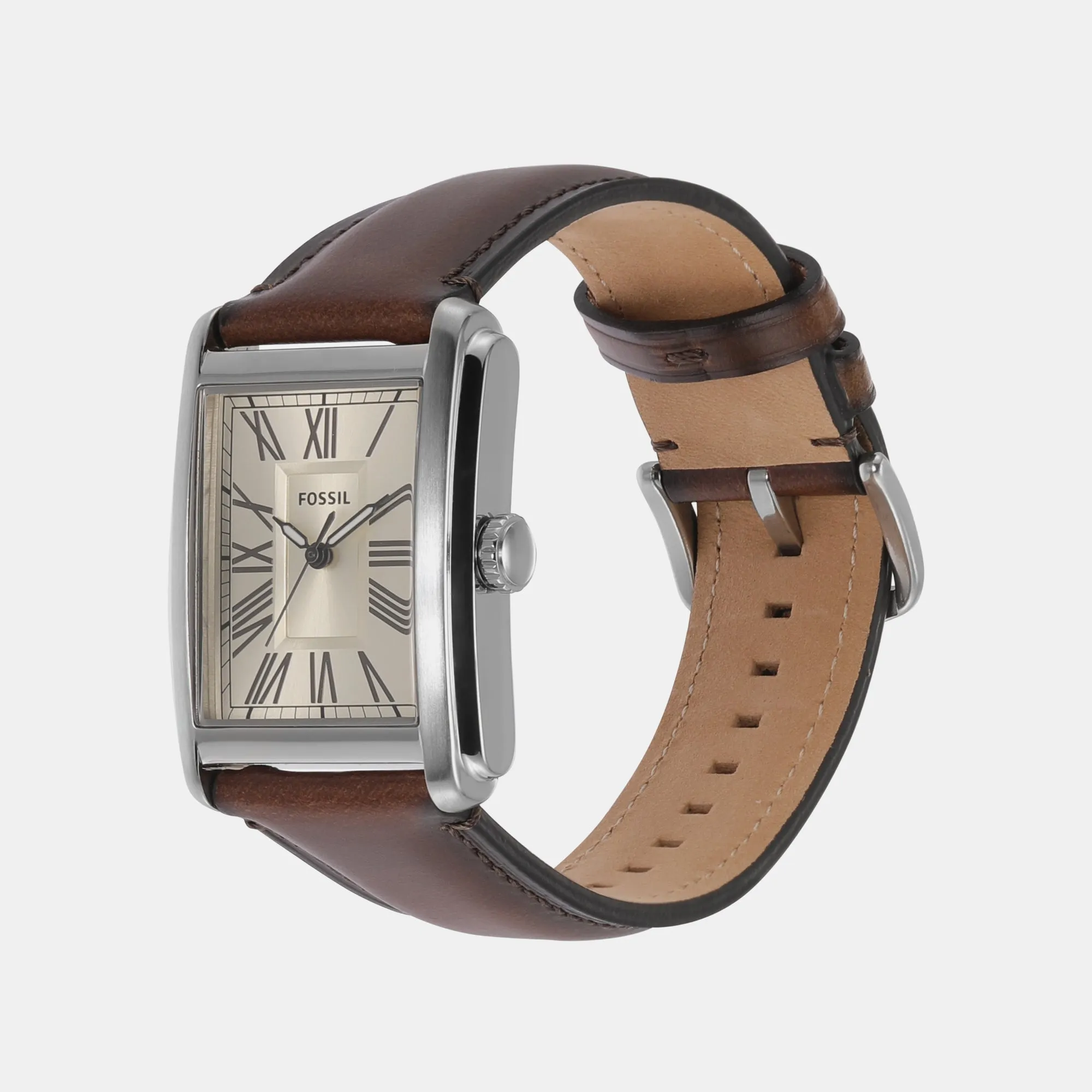 Carraway Men Quartz Cream Dial Analog Leather Watch FS6012