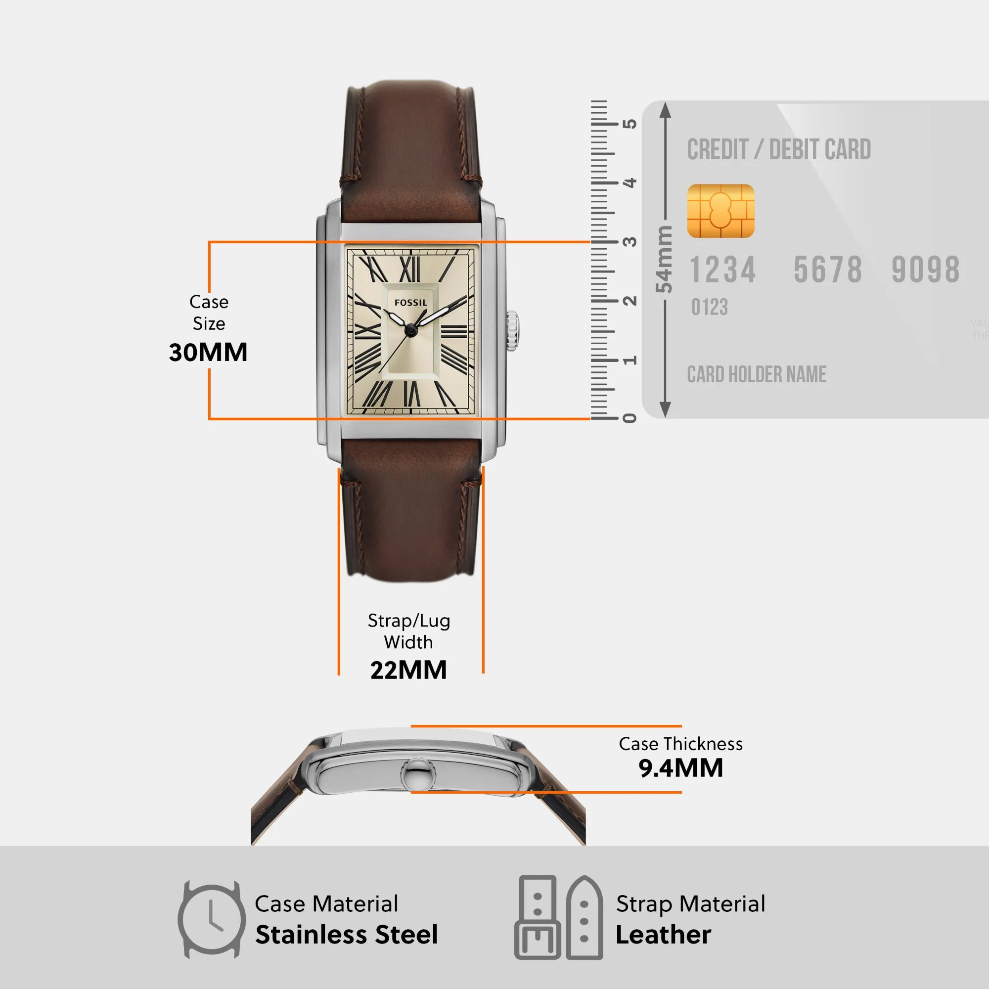 Carraway Men Quartz Cream Dial Analog Leather Watch FS6012