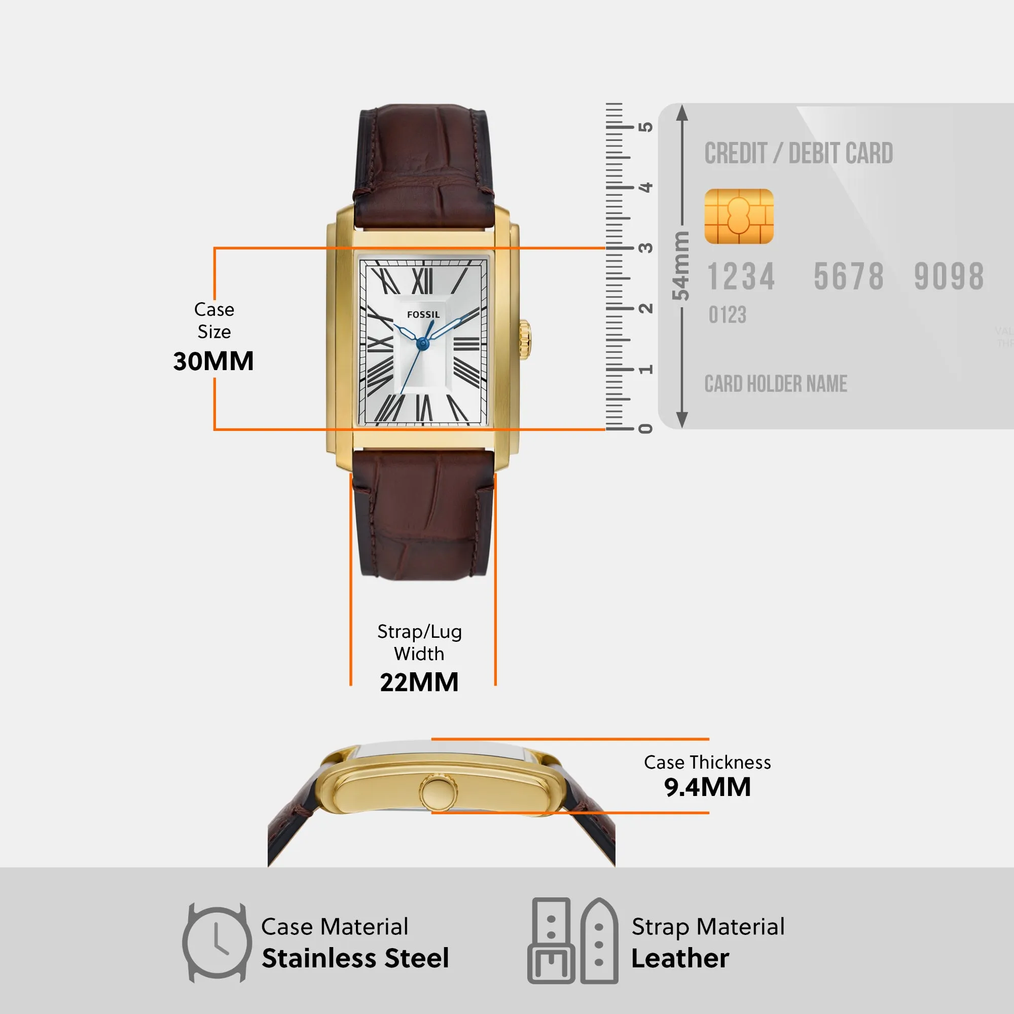 Carraway Men Quartz Silver Dial Analog Leather Watch FS6011
