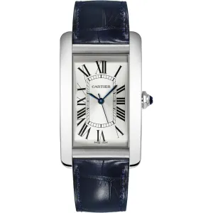 Cartier Men's Watch - Tank Amricaine Automatic Silver Dial Blue Strap | WSTA0018