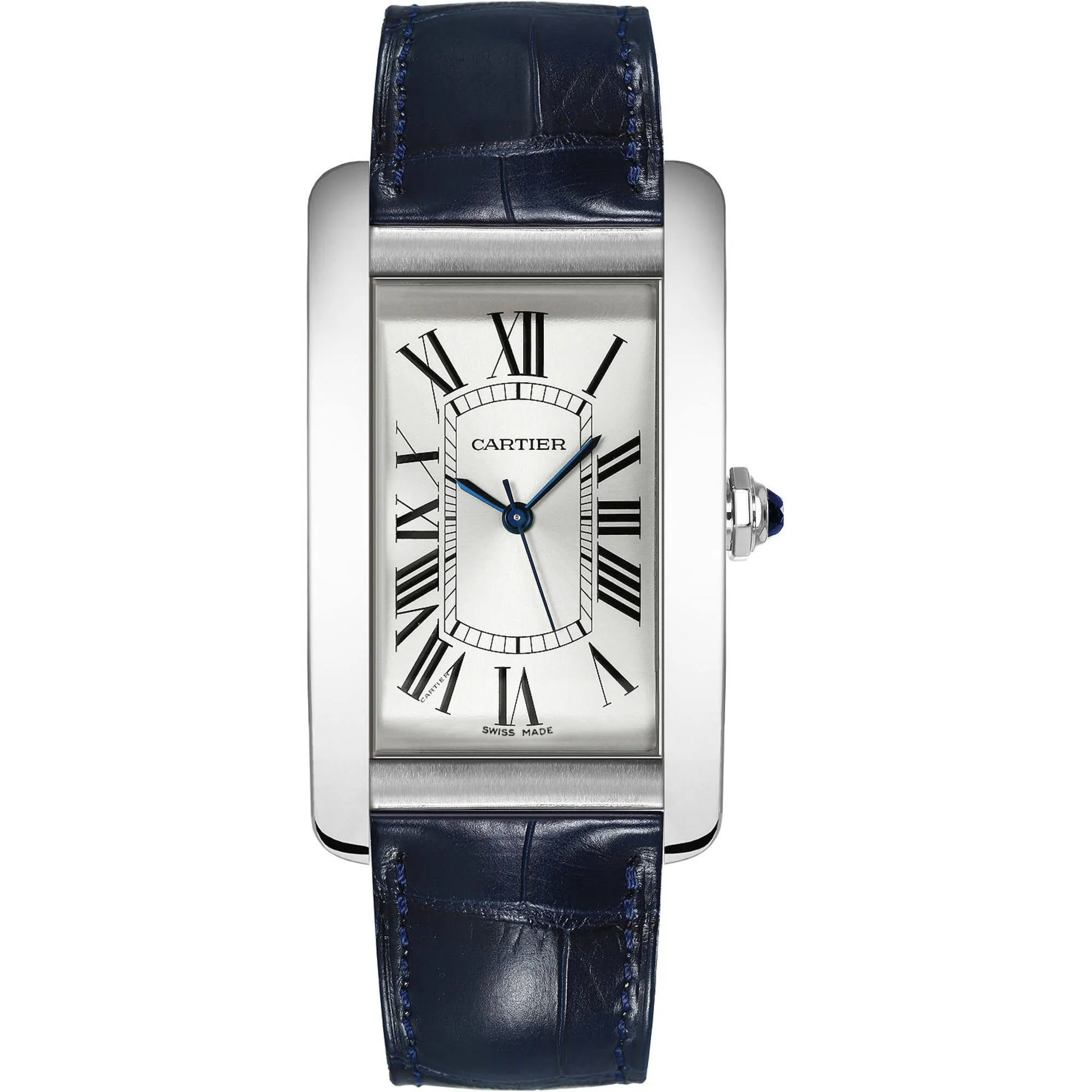 Cartier Men's Watch - Tank Amricaine Automatic Silver Dial Blue Strap | WSTA0018