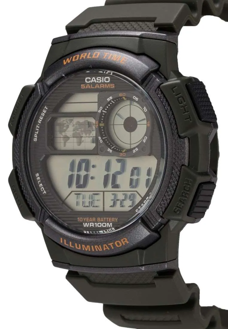 Casio AE-1000W-3A Green Resin Strap Watch for Men