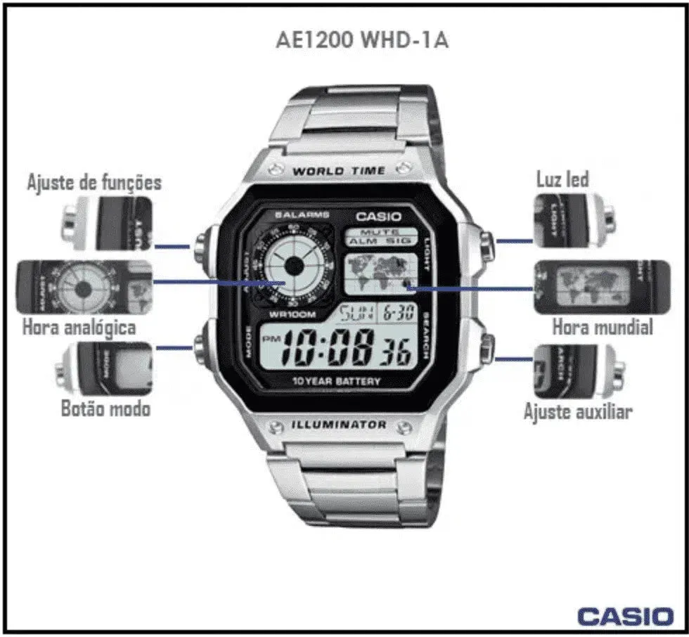 Casio AE-1200WHD-1AVDF Silver Stainless Watch For Men