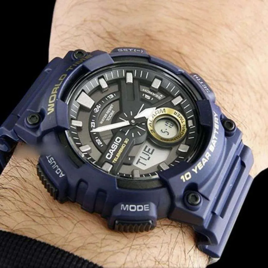 Casio AEQ-110W-2A Navy Blue Resin Strap Watch for Men