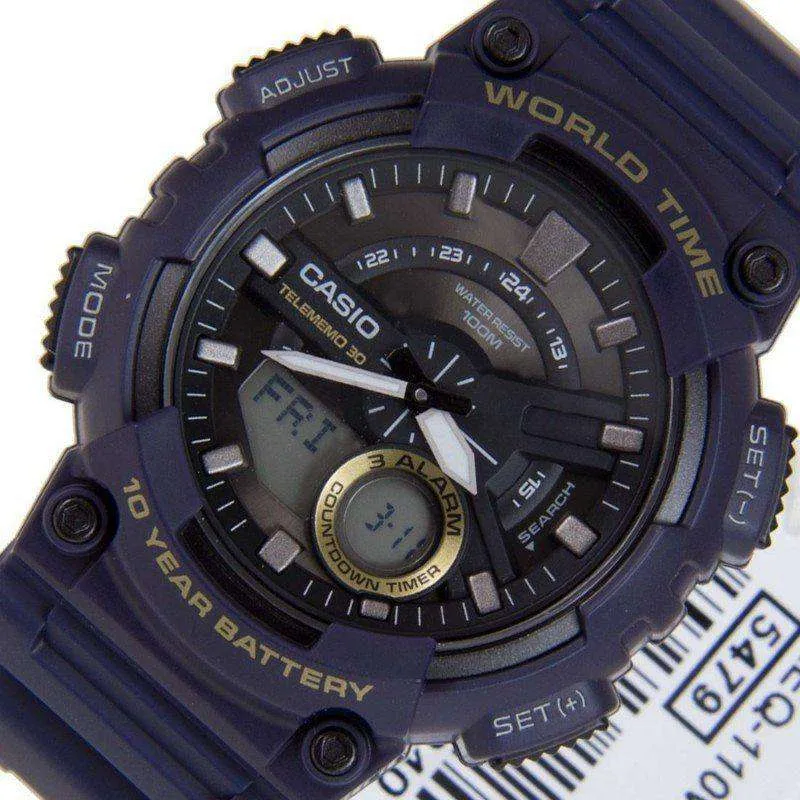 Casio AEQ-110W-2A Navy Blue Resin Strap Watch for Men