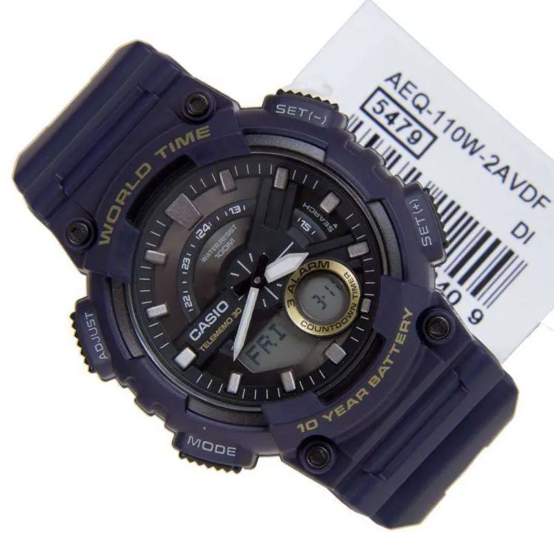Casio AEQ-110W-2A Navy Blue Resin Strap Watch for Men