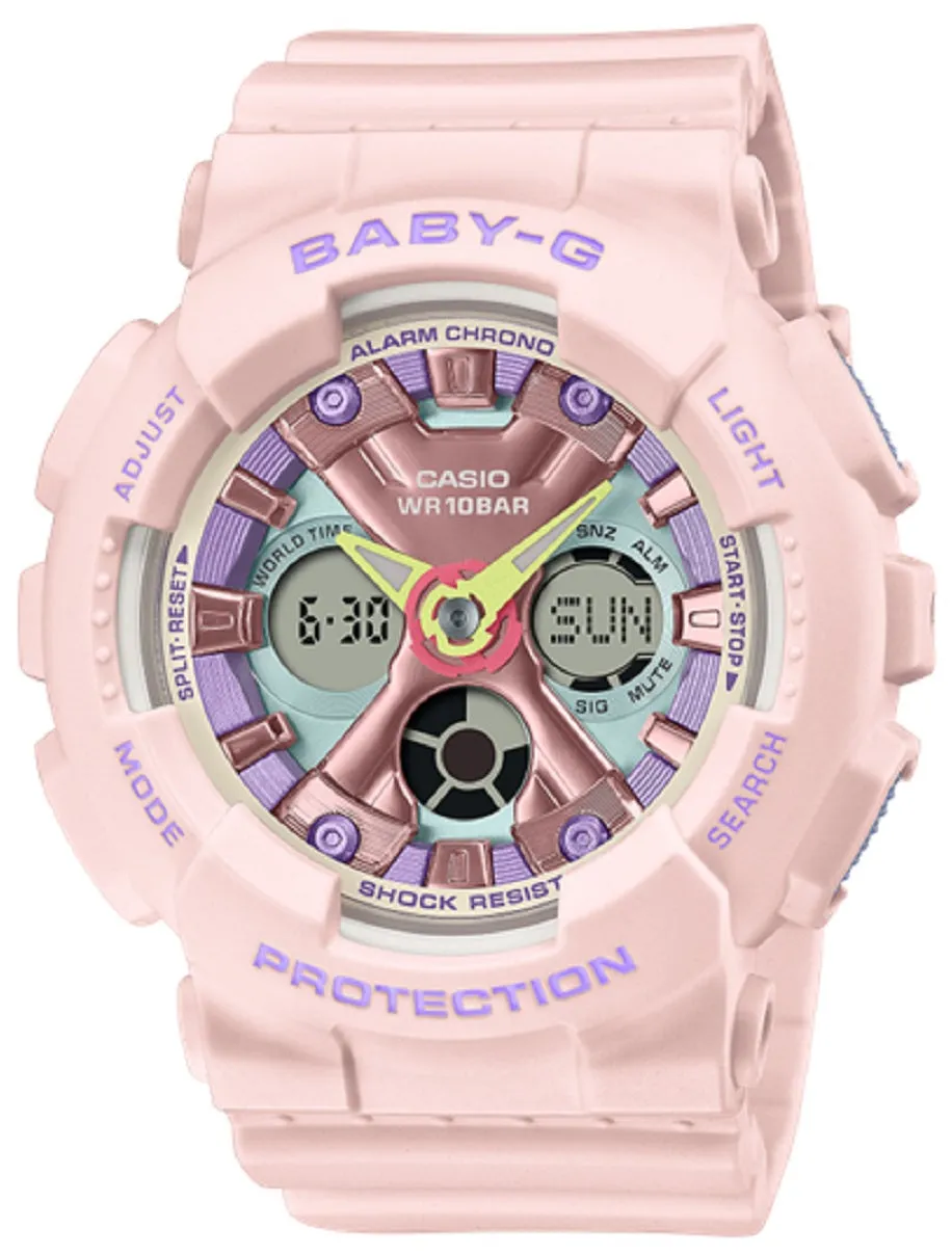 Casio Baby-g BA-130PM-4A Digital Analog Rubber Strap Watch For Women