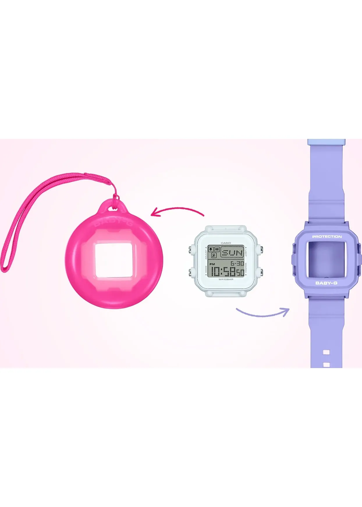 CASIO BABY-G DIGITAL SQUARE PURPLE RESIN BAND & HOLDER BGD10K-6D