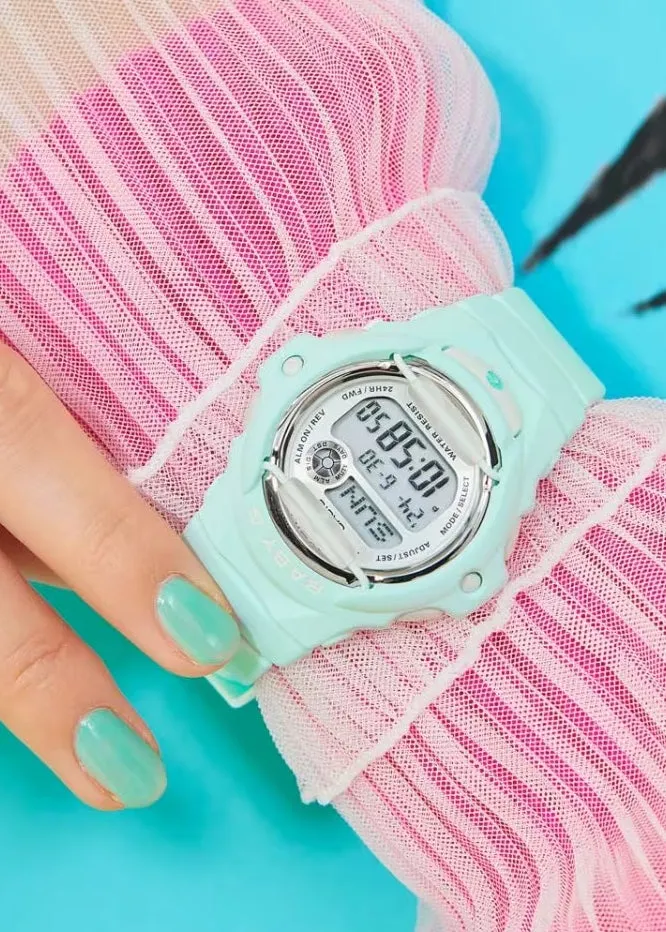CASIO BABY-G DIGITAL WHITE DIAL MINT GREEN RESIN BAND BG169U-3D