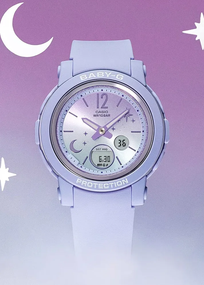 CASIO BABY-G DUO MOON & STARS SPARKLE DIAL BLUE RESIN BAND BGA290DS-2A