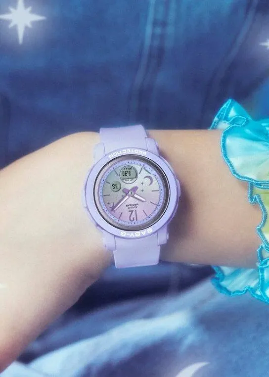 CASIO BABY-G DUO MOON & STARS SPARKLE DIAL BLUE RESIN BAND BGA290DS-2A