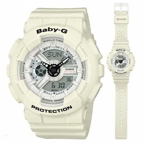 Casio Baby-G Female White Analogue/Digital Punching Pattern Series Watch Ba110Pp-7A