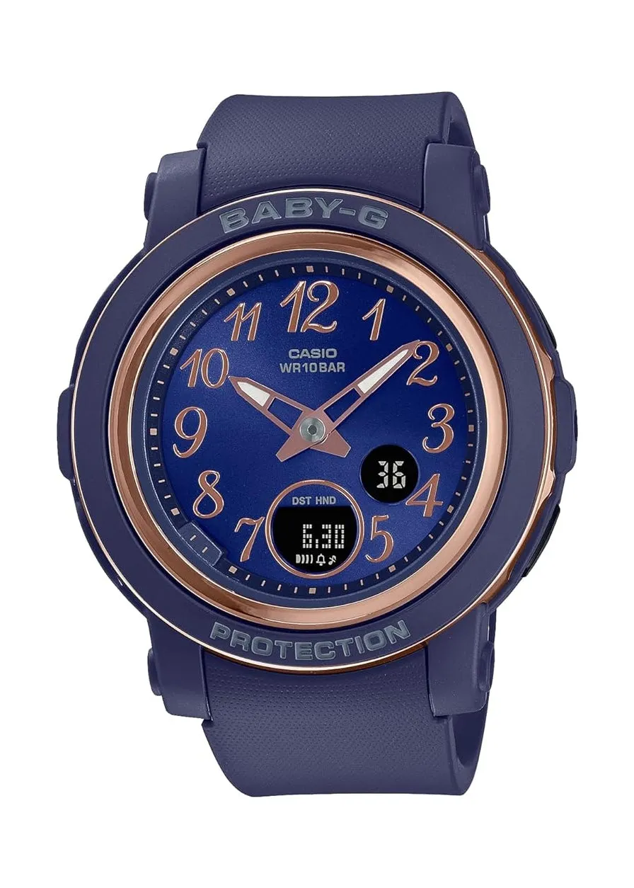 CASIO BABY-G PREPPY POP ROSE GOLD NAVY BLUE RESIN BAND BGA290SA-2A