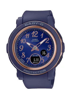 CASIO BABY-G PREPPY POP ROSE GOLD NAVY BLUE RESIN BAND BGA290SA-2A