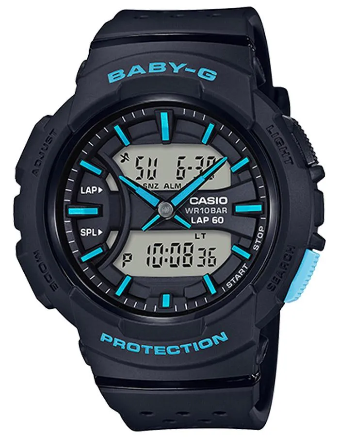 Casio Baby-G Urban Runner Analog-Digital - Black & Blue - Lap Time - 100m