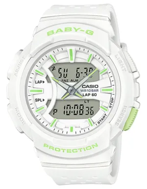 Casio Baby-G Urban Runner Analog-Digital - White & Green - Lap Time - 100m
