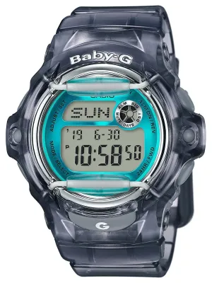 Casio Baby-G VIVID COLORS Womens Translucent Gray/Turquoise Digital Watch BG169R-8B