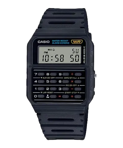 Casio Calculator Data Bank Black Resin Band Watch CA53W-1