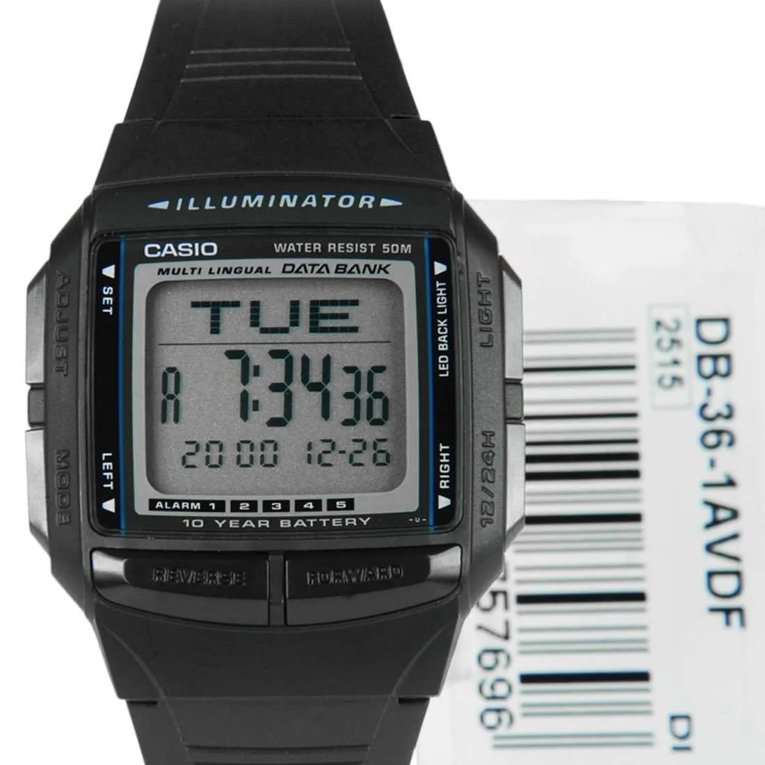 Casio DB-36-1A Black Resin Watch for Women and Men