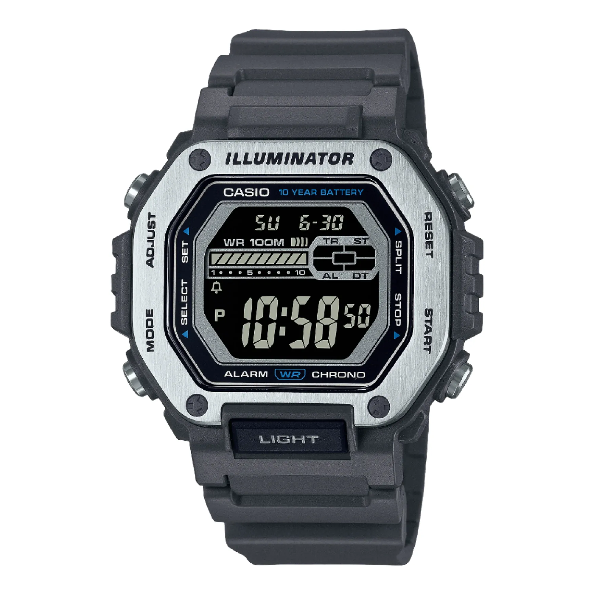 Casio Digital Black Dial Black Resin Band Watch MWD110H-8B