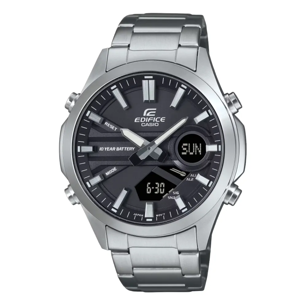 Casio Edifice Black Dial Silver Stainless Steel Men Watch EFV-C120D-1ADF-P