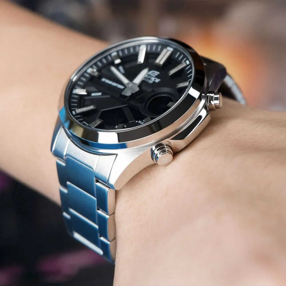 Casio Edifice Black Dial Silver Stainless Steel Men Watch EFV-C120D-1ADF-P
