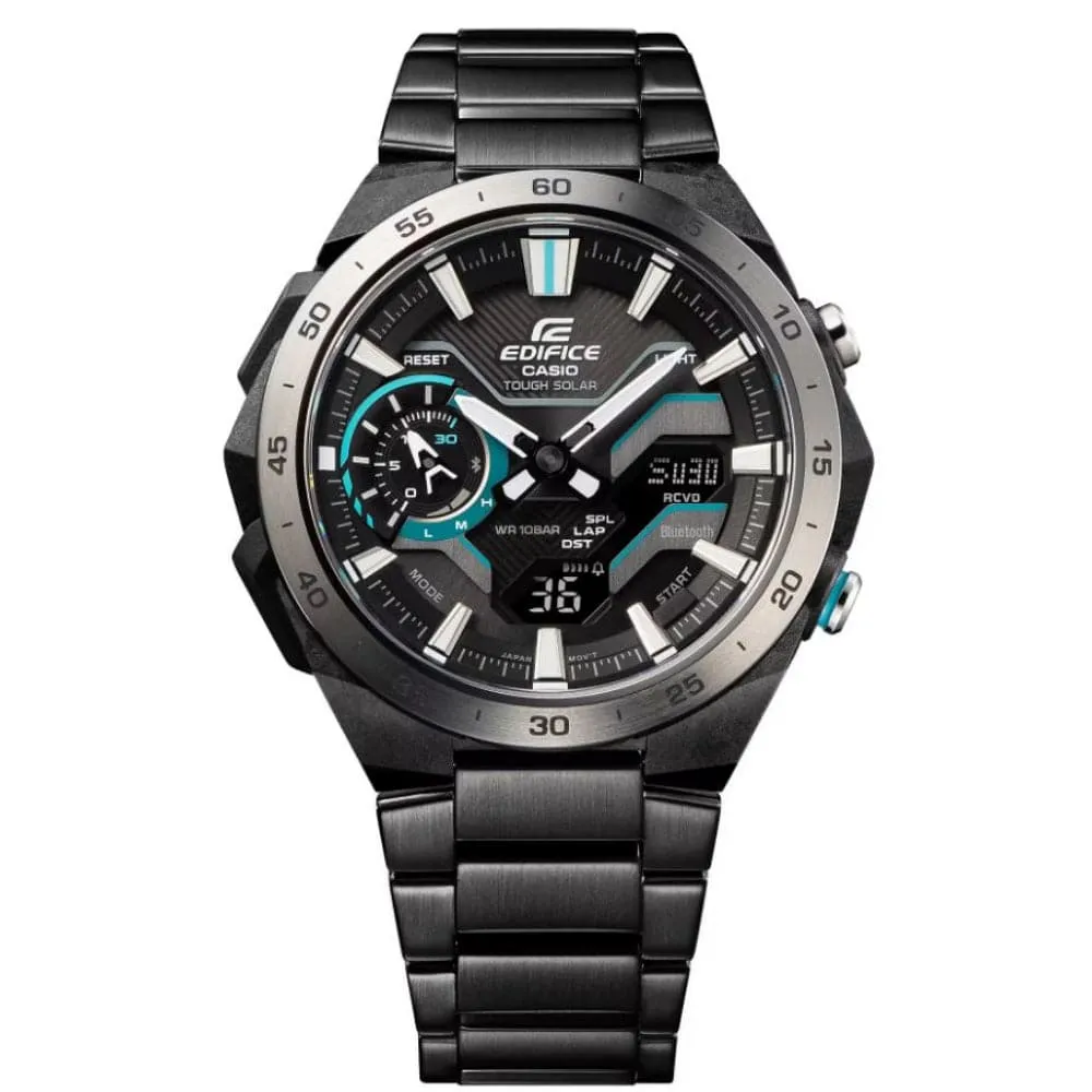 Casio Edifice Black Dial Stainless Steel Strap Men Watch ECB-2200DD-1ADF