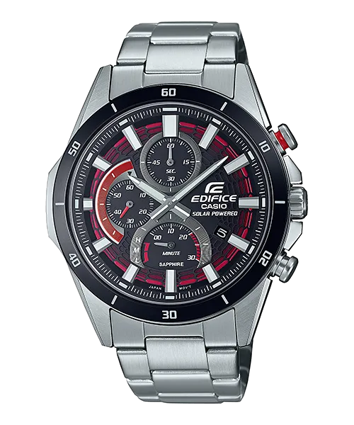 Casio Edifice Black with Red Dial Chronograph Metal Band Watch EFSS610DB-1A