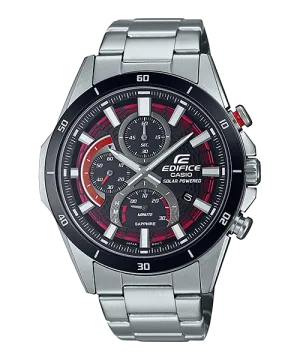 Casio Edifice Black with Red Dial Chronograph Metal Band Watch EFSS610DB-1A