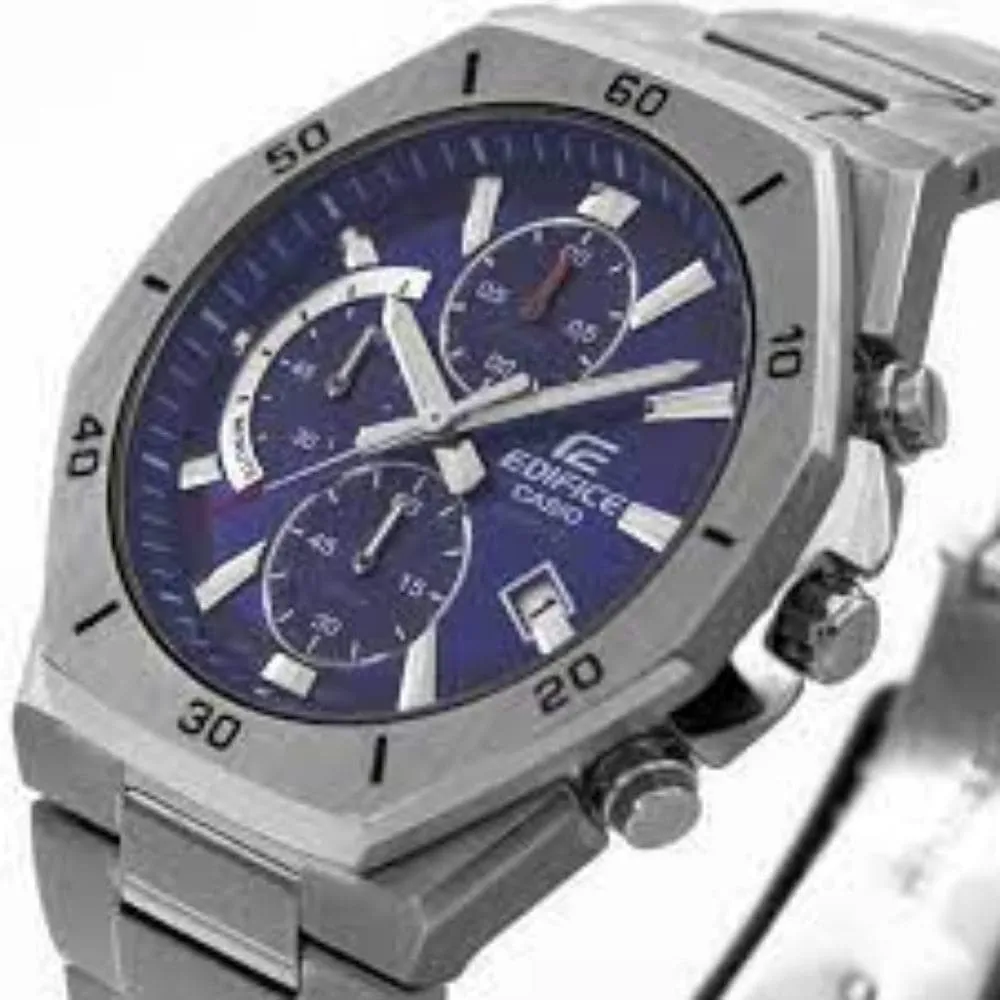 Casio Edifice Blue Dial And Silver Stainless Men Watch EFB-680D-2BVUDF