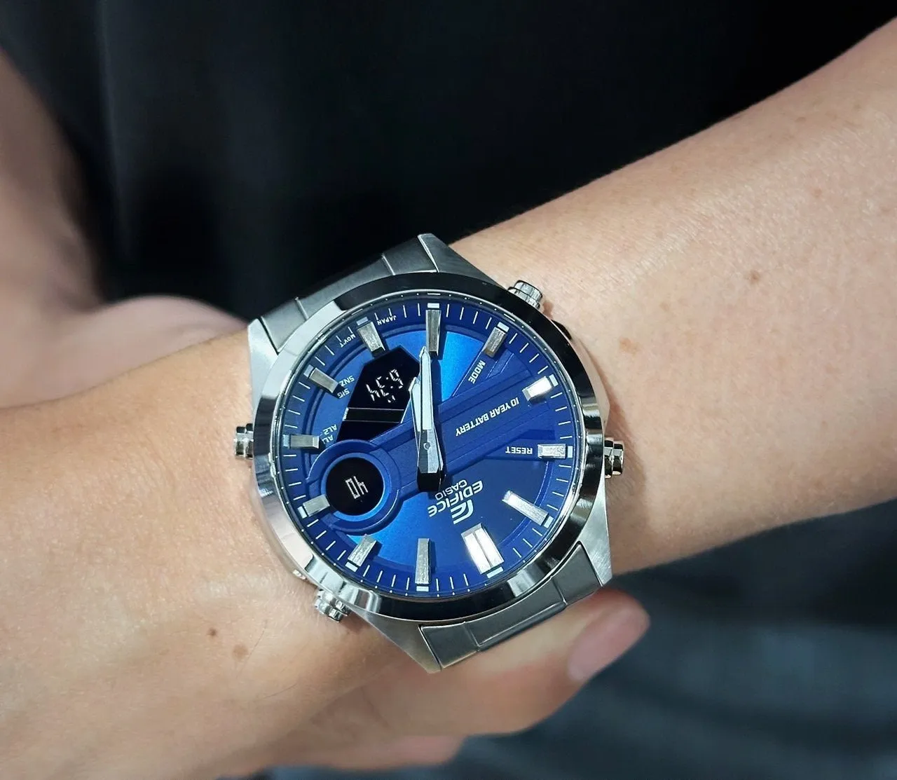 Casio Edifice Blue Dial Silver Stainless Steel Strap Men Watch EFV-C120D-2ADF-P
