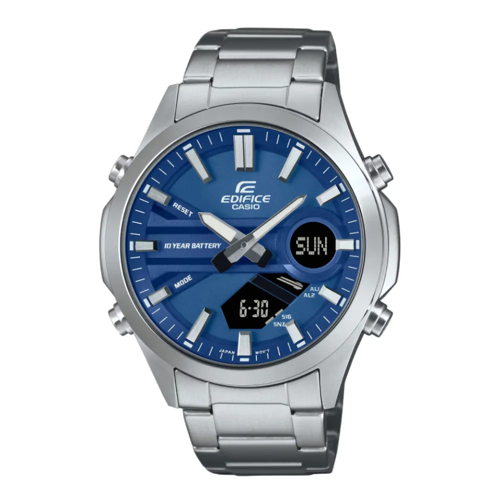 Casio Edifice Blue Dial Silver Stainless Steel Strap Men Watch EFV-C120D-2ADF-P
