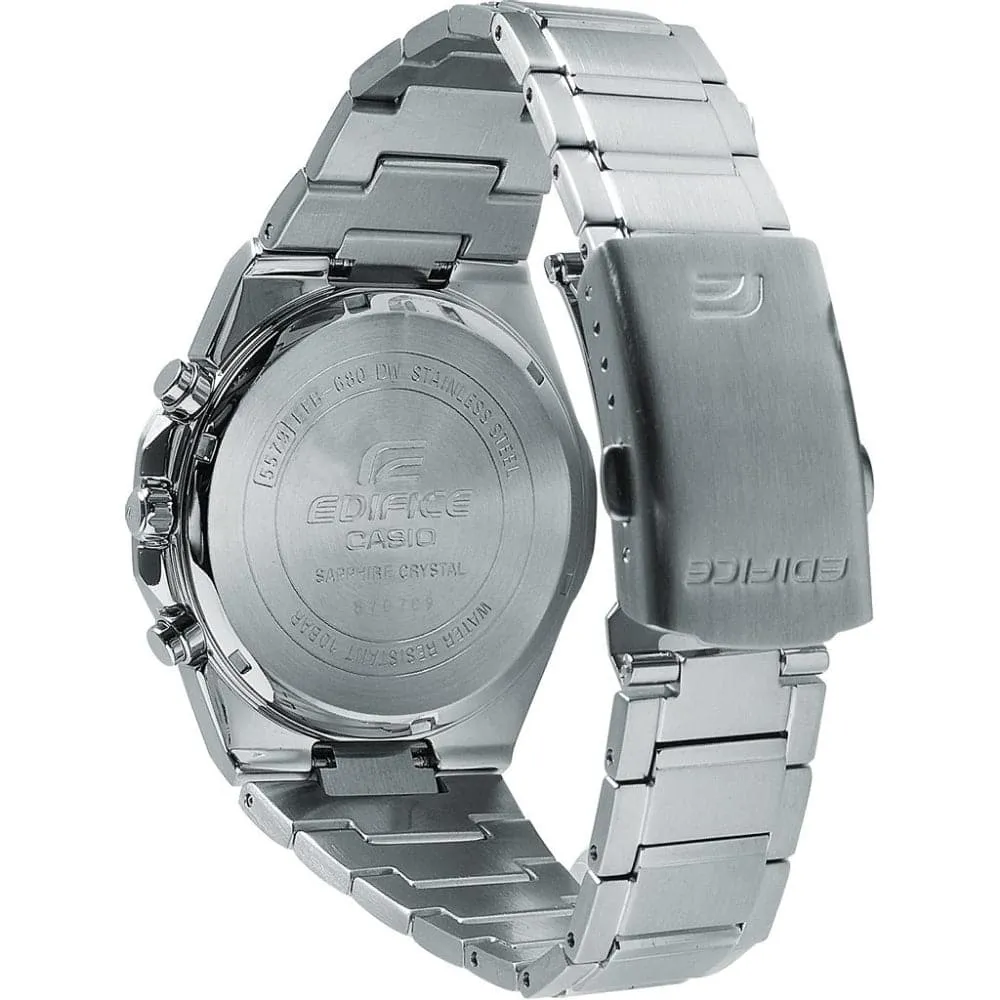 Casio Edifice Chronograph Black Dial And Silver Stainless Steel Men Watch EFB-680D-1AVUDF