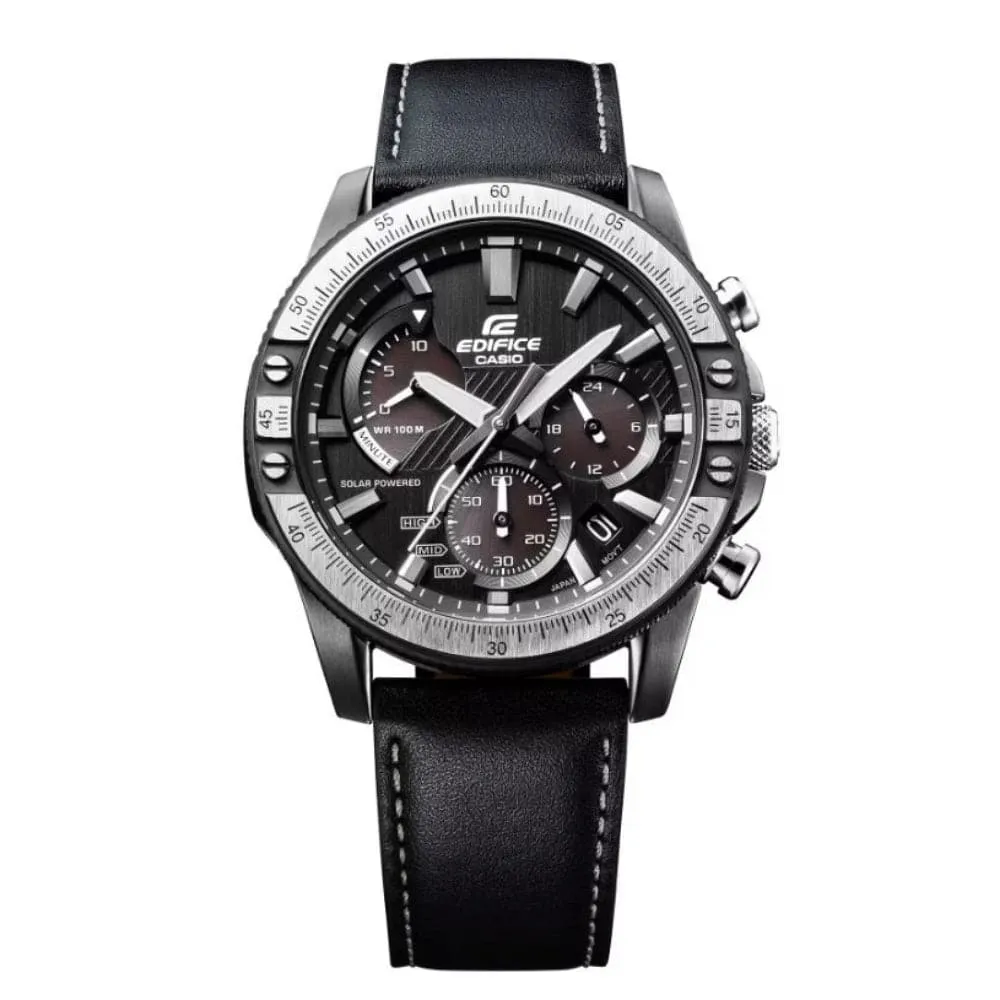 Casio Edifice Chronograph Black Dial Leather Strap Men Watch EQS-930TL-1AVUDF