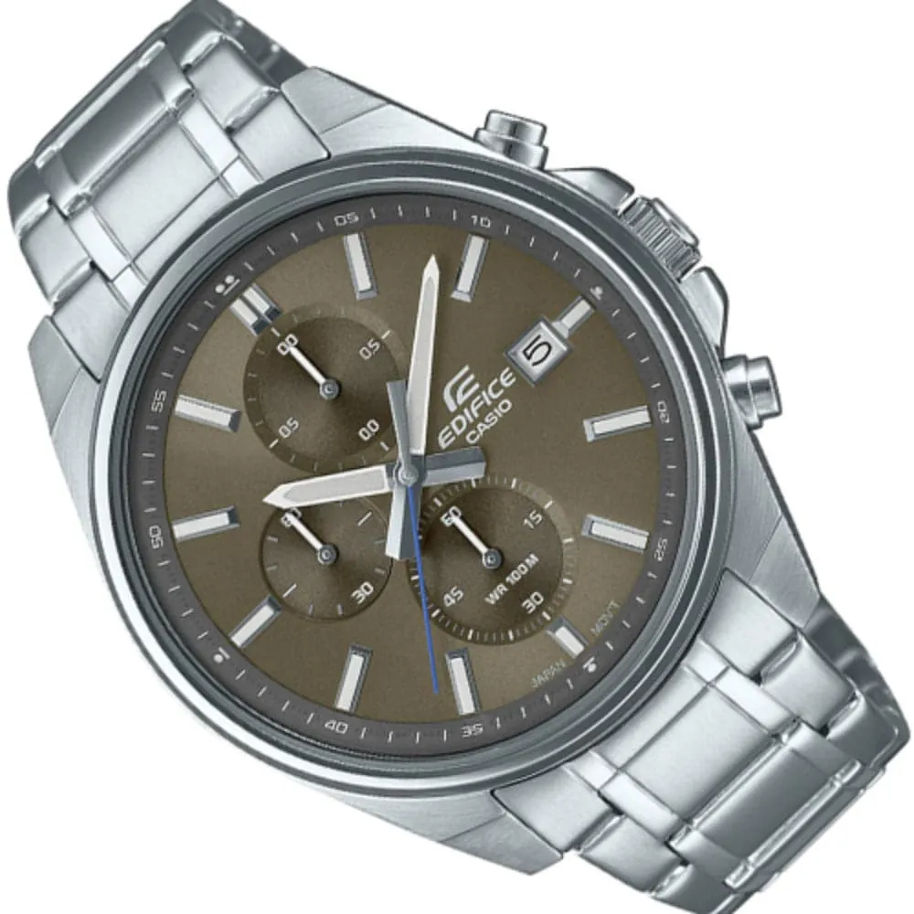 Casio Edifice Chronograph Brown Dial And Silver Stainless Steel Strap Men Watch EFV-610D-5CVUDF